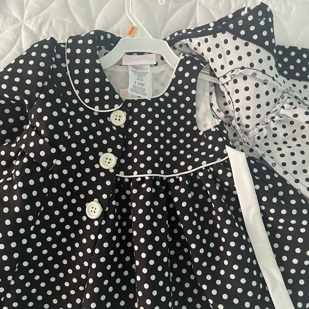 Black and White Polka Dot Dress with Coat